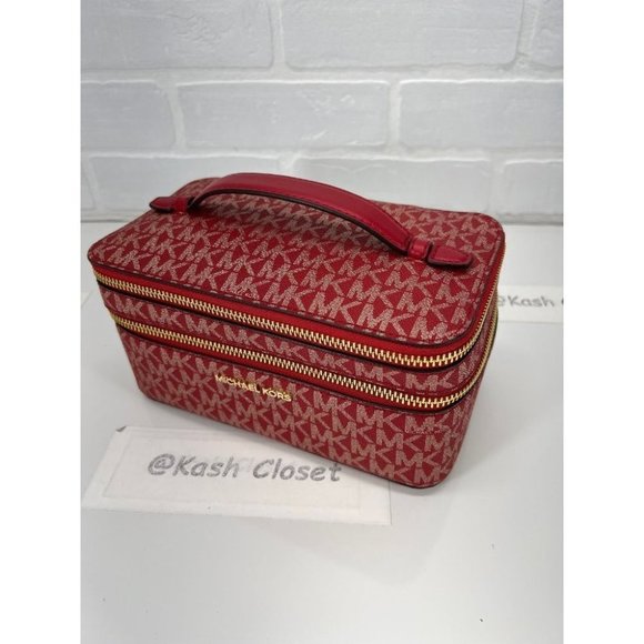 Michael Kors Jet Set Double Zipper Travel Case Chili Multi - Picture 6 of 11